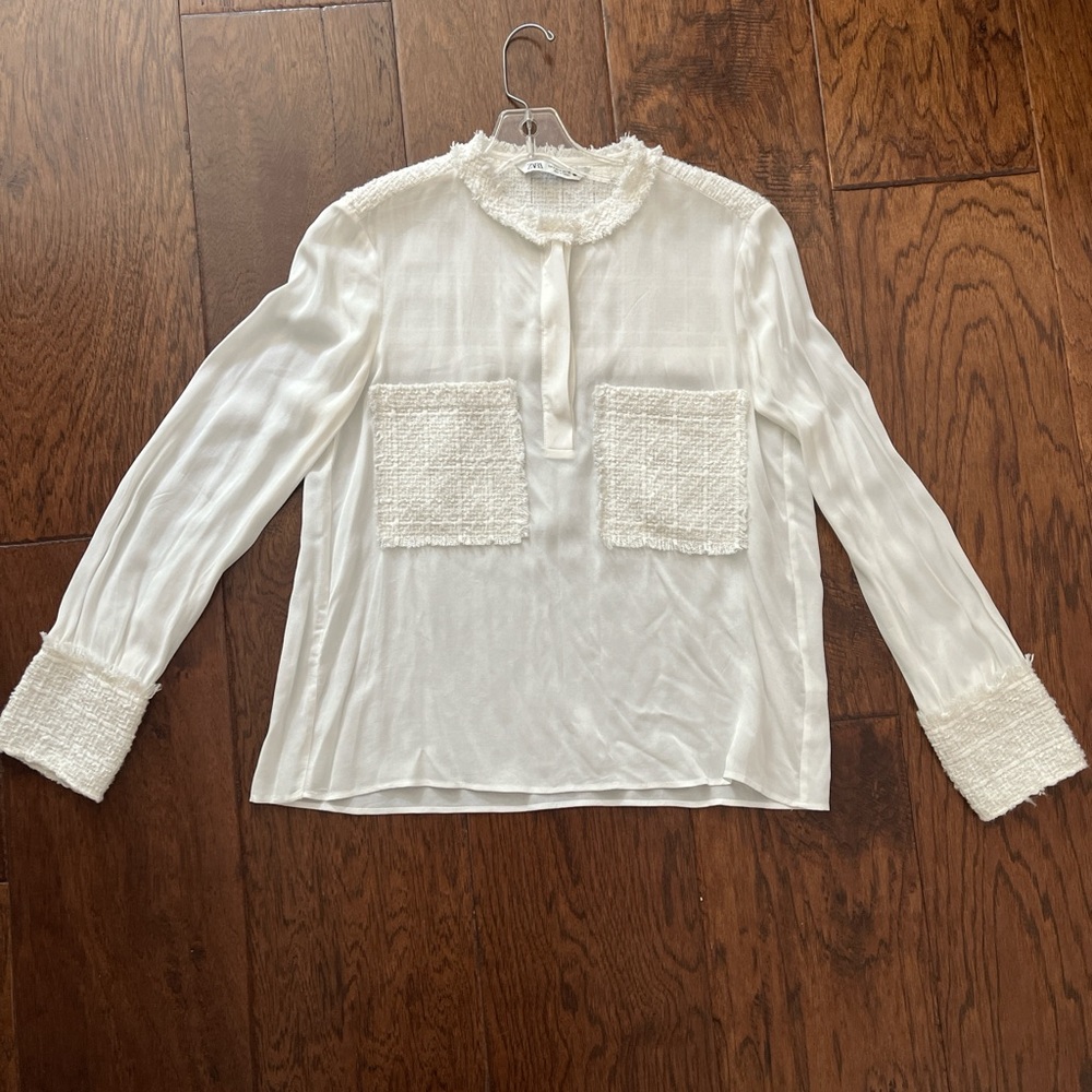 Elegant White Blouse with Textured Accents